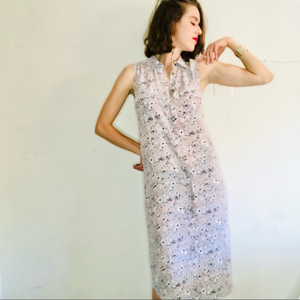 EQUIPMENT Lavender Floral Silk Midi Shirt Dress - Picture 8 of 11